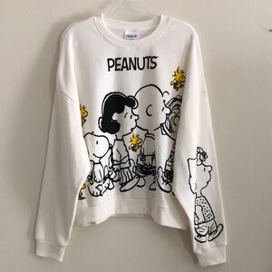 Peanuts White Crewneck Character Sweatshirt SIZE L NWT